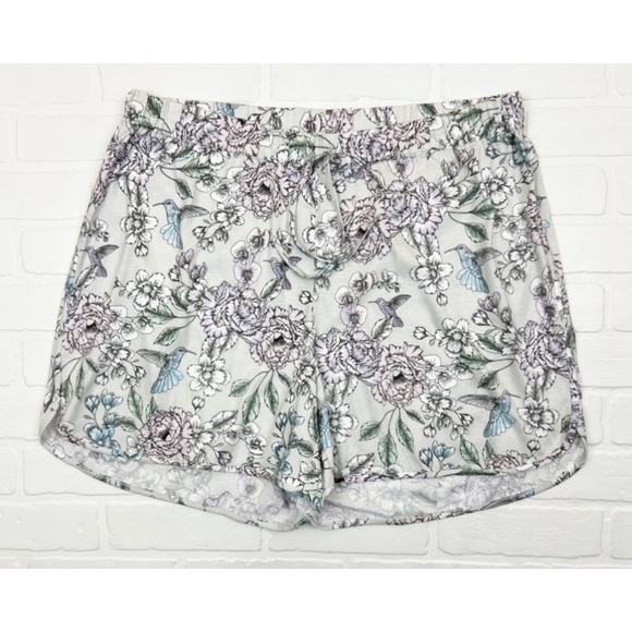J. Jill Pants - NWOT J Jill Floral Humming Bird Pull On Lounge Sleep Shorts Gray XL